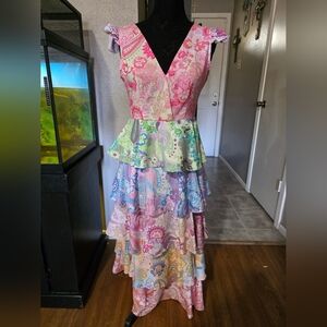 Vibrant Floral High Low Dress